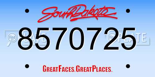 8570725 South Dakota License Plate