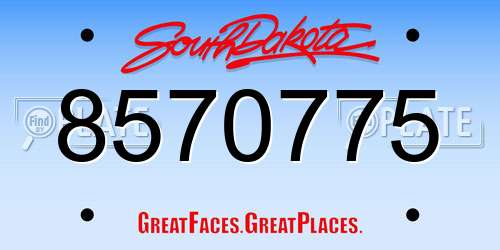8570775 South Dakota License Plate