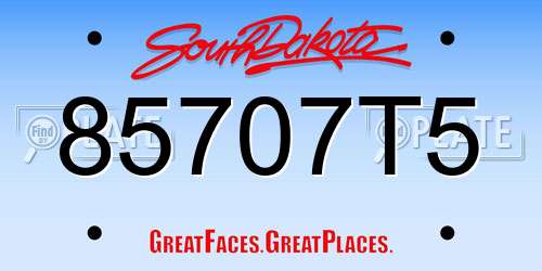 85707T5 South Dakota License Plate