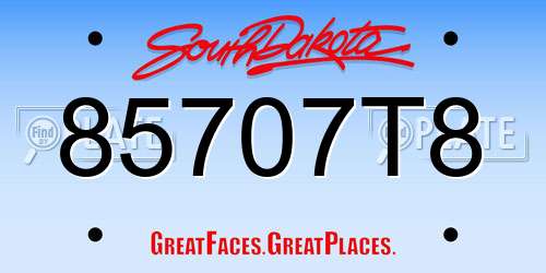85707T8 South Dakota License Plate