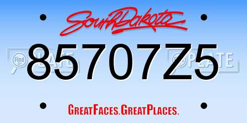 85707Z5 South Dakota License Plate