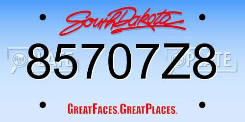 85707Z8 South Dakota License Plate