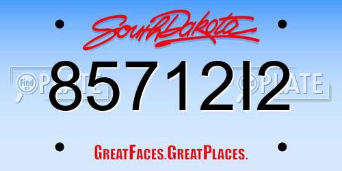 85712I2 South Dakota License Plate