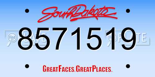 8571519 South Dakota License Plate