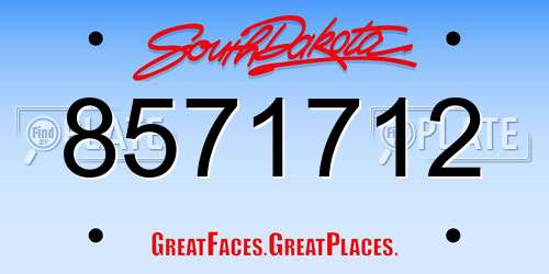 8571712 South Dakota License Plate