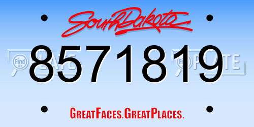 8571819 South Dakota License Plate
