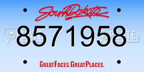 8571958 South Dakota License Plate