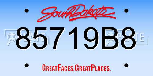 85719B8 South Dakota License Plate