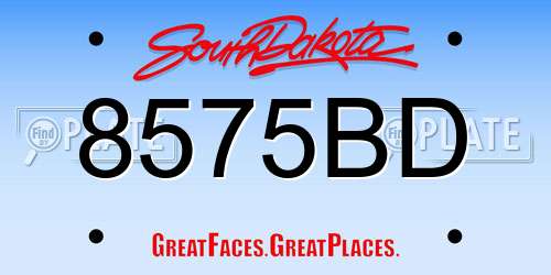 8575BD South Dakota License Plate