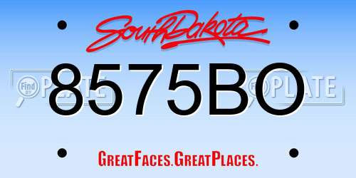 8575BO South Dakota License Plate