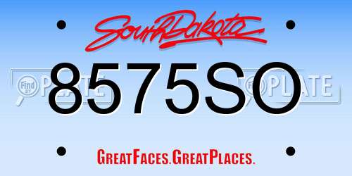8575SO South Dakota License Plate
