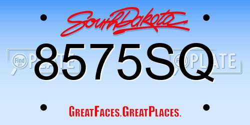 8575SQ South Dakota License Plate