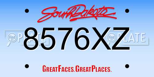 8576XZ South Dakota License Plate