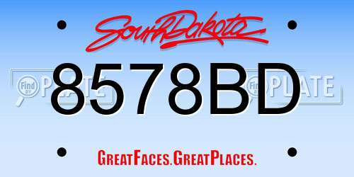 8578BD South Dakota License Plate