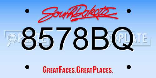 8578BQ South Dakota License Plate
