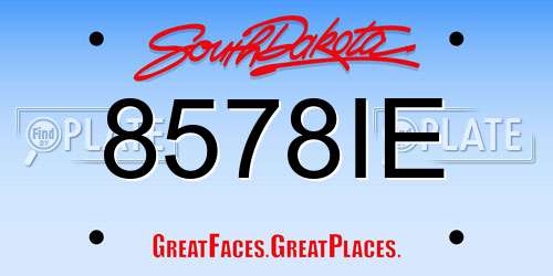 8578IE South Dakota License Plate