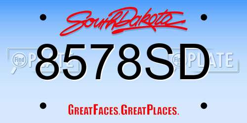 8578SD South Dakota License Plate