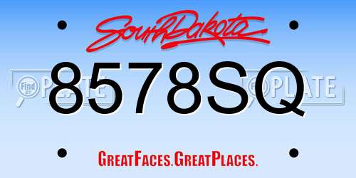 8578SQ South Dakota License Plate