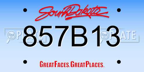 857B13 South Dakota License Plate