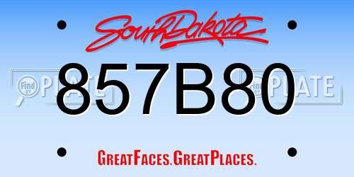857B80 South Dakota License Plate