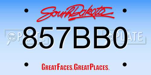 857BB0 South Dakota License Plate