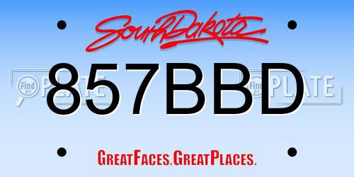 857BBD South Dakota License Plate