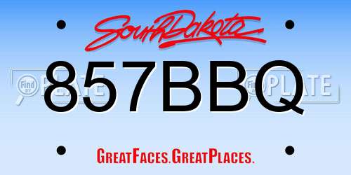 857BBQ South Dakota License Plate