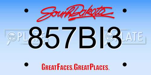 857BI3 South Dakota License Plate
