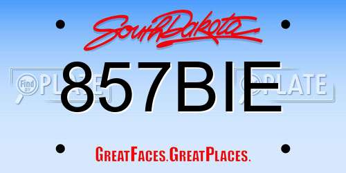 857BIE South Dakota License Plate