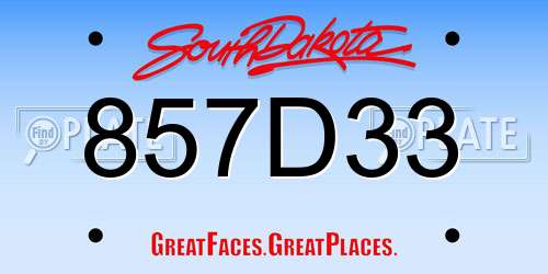 857D33 South Dakota License Plate