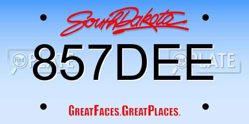 857DEE South Dakota License Plate