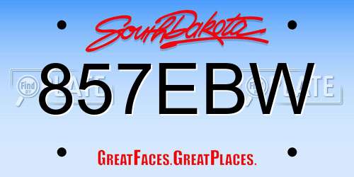 857EBW South Dakota License Plate