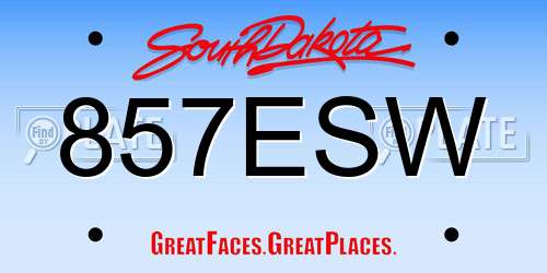 857ESW South Dakota License Plate