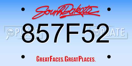 857F52 South Dakota License Plate
