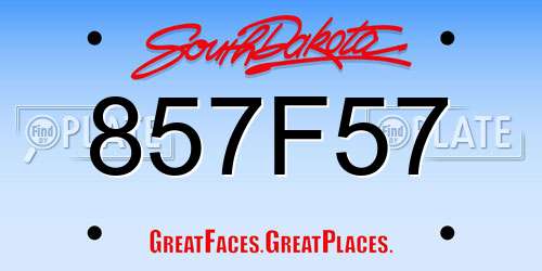 857F57 South Dakota License Plate