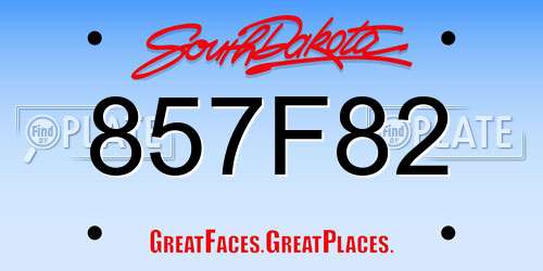 857F82 South Dakota License Plate