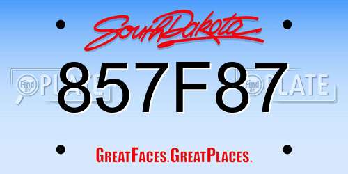857F87 South Dakota License Plate