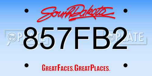 857FB2 South Dakota License Plate