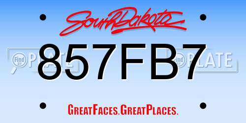 857FB7 South Dakota License Plate
