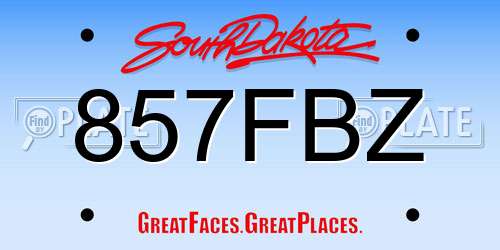857FBZ South Dakota License Plate