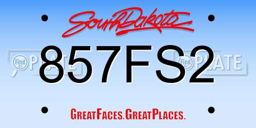 857FS2 South Dakota License Plate