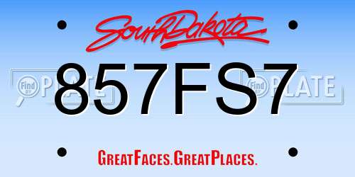 857FS7 South Dakota License Plate