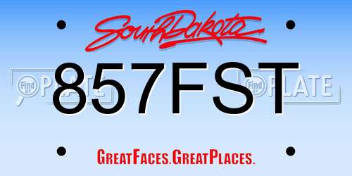 857FST South Dakota License Plate