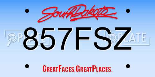 857FSZ South Dakota License Plate