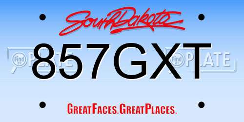 857GXT South Dakota License Plate