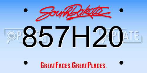 857H20 South Dakota License Plate