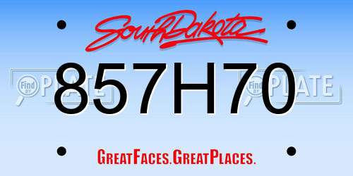 857H70 South Dakota License Plate