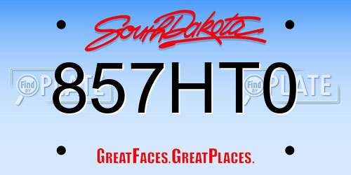857HT0 South Dakota License Plate