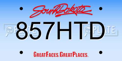 857HTD South Dakota License Plate