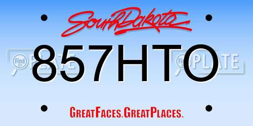 857HTO South Dakota License Plate
